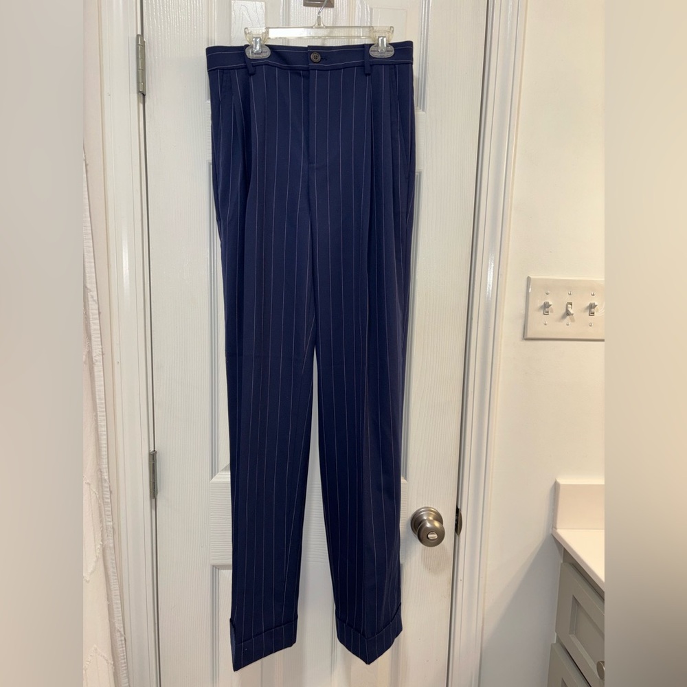Ralph Lauren Women's Navy Pinstripe Pants
